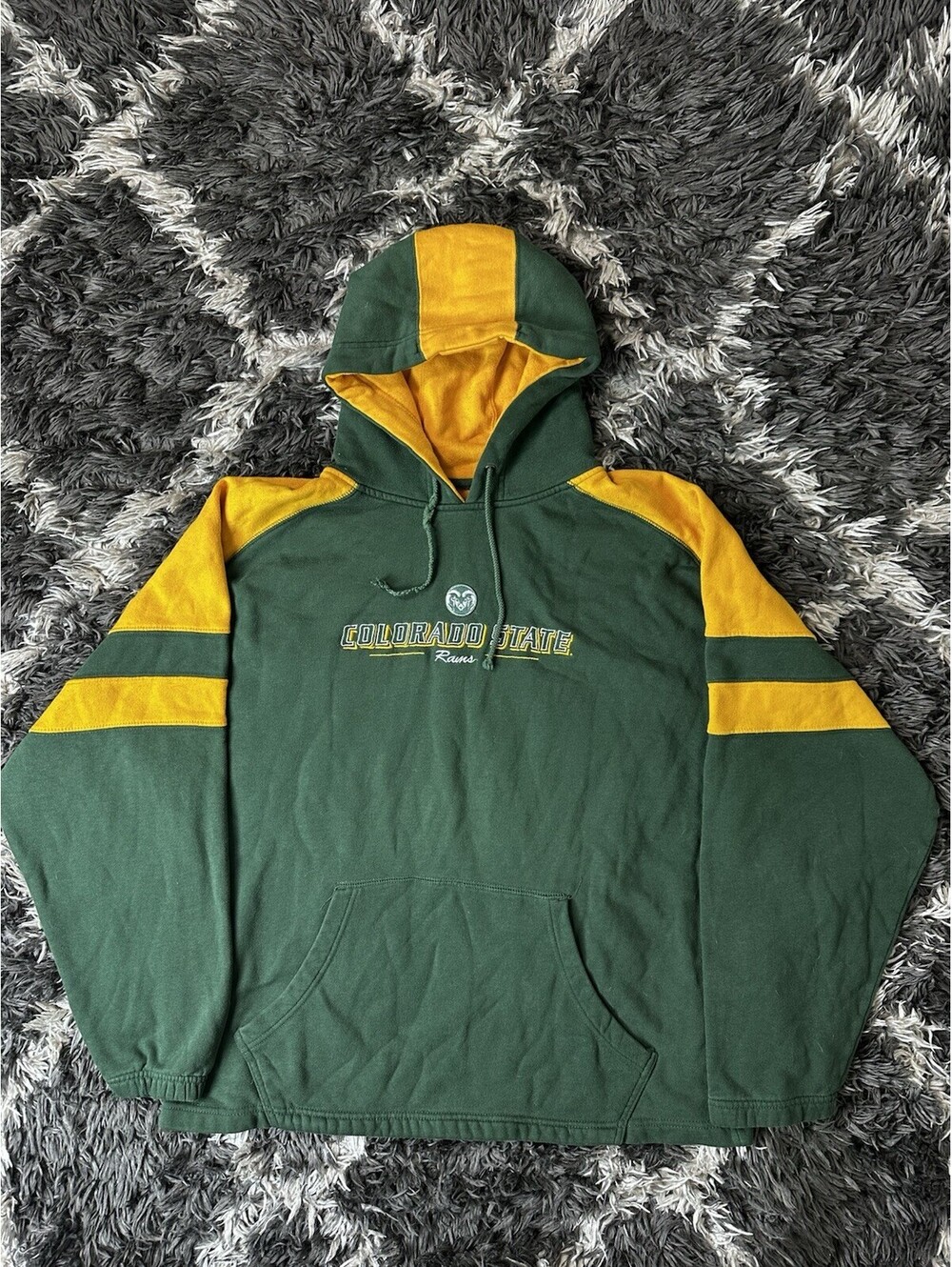 Colorado State Rams Hoodie Sweatshirt Green Gold Two Tone Mens M/L